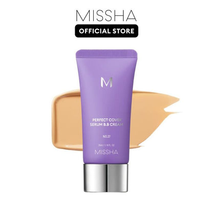 [MISSHA Official] M Perfect Cover Serum BB Cream (35Ml) - Bifida Ferment Lysate Serum-Infused BB Cream for Anti-Aging Skin Rejuvenation, Skin Tint, Tinted Moisturizer, Skin Care Foundation Makeup,Superfood Complex,Glass Skin Cardibb OGBB Purplebb