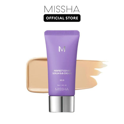 [MISSHA Official] M Perfect Cover Serum BB Cream (35Ml) - Bifida Ferment Lysate Serum-Infused BB Cream for Anti-Aging Skin Rejuvenation, Skin Tint, Tinted Moisturizer, Skin Care Foundation Makeup,Superfood Complex,Glass Skin Cardibb OGBB Purplebb