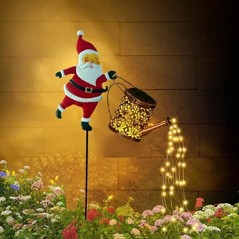 Christmas Solar Kettle Lights Garden Lawn Decorative Santa Kettle Ground Lamp Eco-Friendly Festive Design Solar Night Lights for Outdoor Garden Decor Unisex