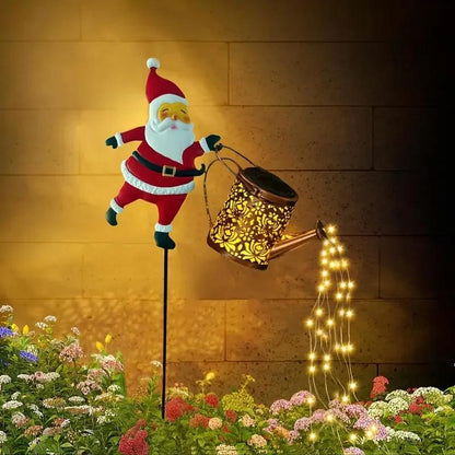 Christmas Solar Kettle Lights Garden Lawn Decorative Santa Kettle Ground Lamp Eco-Friendly Festive Design Solar Night Lights for Outdoor Garden Decor Unisex